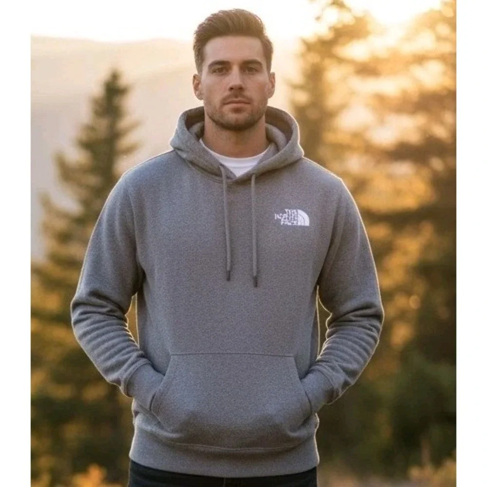The North Face Hoodie Men's Size L Gray Never Stop Exploring Pullover Athletic